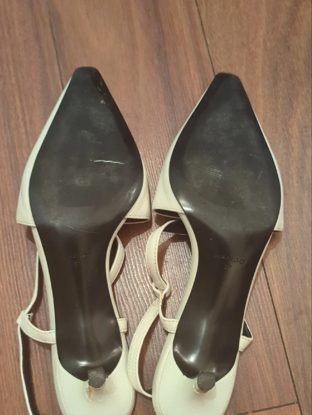 Mango White Pointed Slingback Heels - Picture 3 of 4